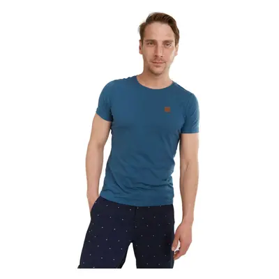 Pánské triko s krátkým rukávem FUNDANGO Jaggy Structured T-Shirt-459-lagoon