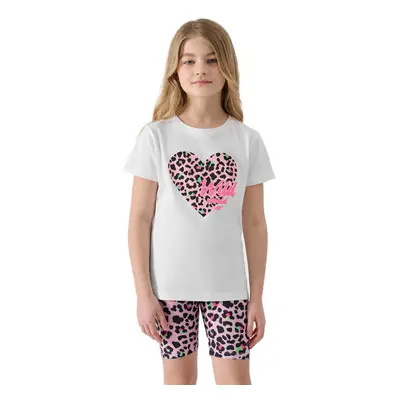 Dívčí tričko s krátkým rukávem 4F JUNIOR TSHIRT-4FJWSS24TTSHF1143-10S-WHITE