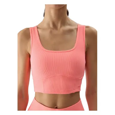 Dámská tréninková sportovní podprsenka 4F SLEEVELESS-4FWSS24TSLEF072-63N-CORAL NEON