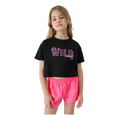 Dívčí tričko s krátkým rukávem 4F JUNIOR TSHIRT-4FJWSS24TTSHF1144-20S-DEEP BLACK