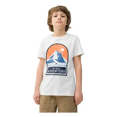 Chlapecké turistické triko s krátkým rukávem 4F JUNIOR TSHIRT-4FJWSS24TTSHM1132-10S-WHITE