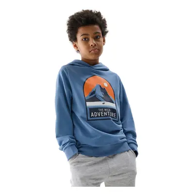 Chlapecká turistická mikina s kapucí 4F JUNIOR SWEATSHIRT-4FJWSS24TSWSM0933-33S-BLUE