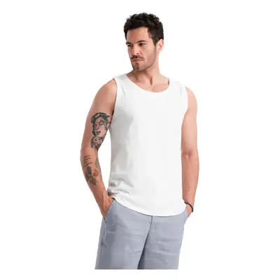 Pánské tričko s krátkým rukávem s V-výstřihem OMBRE Tank top OM-TSBT-0192 V-1 white