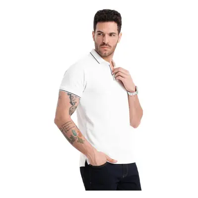 Pánské tričko s krátkým rukávem s V-výstřihem OMBRE T-shirt OM-POSS-0110 V-1 white