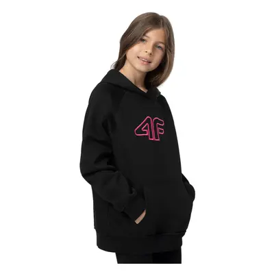 Dívčí mikina s kapucí 4F JUNIOR SWEATSHIRT F217-20S-DEEP BLACK