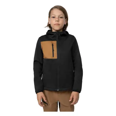 Chlapecká turistická softshellová bunda 4F JUNIOR SOFTSHELL JACKET M041-20S-DEEP BLACK