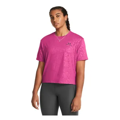 Dámské tréninkové triko s krátkým rukávem UNDER ARMOUR Rush Energy Emboss Crop SS-PNK