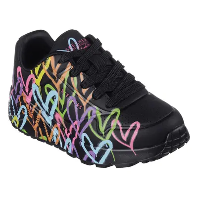 Dívčí rekreační obuv SKECHERS Uno Lite X JGoldCrown Lace Up black multi