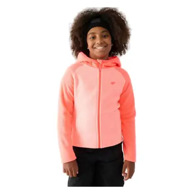 Dívčí flísová mikina se zipem 4F JUNIOR FLEECE-JWAW24TFLEF208-64N-SALMON CORAL NEON