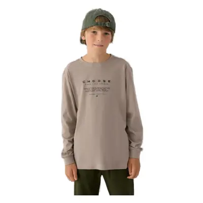 Chlapecké tričko s dlouhým rukávem 4F JUNIOR LONGSLEEVE-JWAW24TLONM294-26S-WARM LIGHT GREY