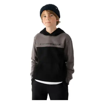 Chlapecká mikina s kapucí 4F JUNIOR SWEATSHIRT-JWAW24TSWSM1222-20S-DEEP BLACK