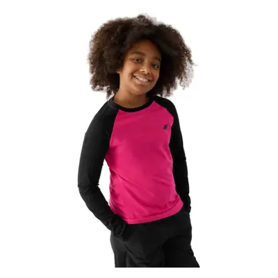 Dívčí tričko s dlouhým rukávem 4F JUNIOR LONGSLEEVE-JWAW24TLONF291-55S-HOT PINK