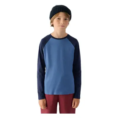 Chlapecké tričko s dlouhým rukávem 4F JUNIOR LONGSLEEVE-JWAW24TLONM293-32S-DENIM