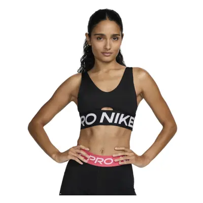 Dámská tréninková sportovní podprsenka NIKE PRO W NP INDY PLUNGE BRA BOLD-010 BLACK WHITE WHITE