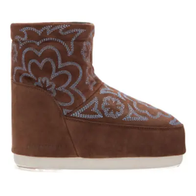 Dámské nízké zimní boty MOON BOOT MB ICON LOW NOLACE EMBROIDEREDSUEDE-MF18 BROWN BLUE