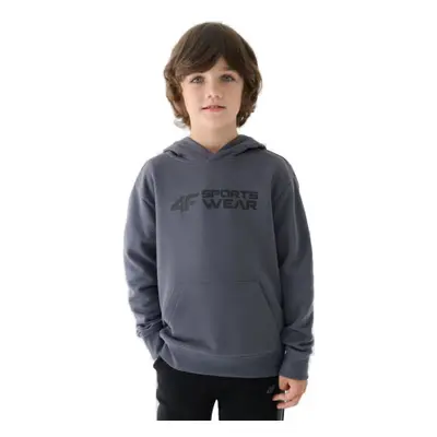 Chlapecká mikina s kapucí 4F JUNIOR SWEATSHIRT-JWAW24TSWSM1223-20S-DEEP BLACK