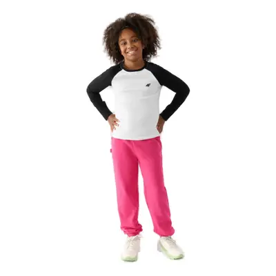 Dívčí tepláky 4F JUNIOR TROUSERS-JWAW24TTROF754-55S-HOT PINK