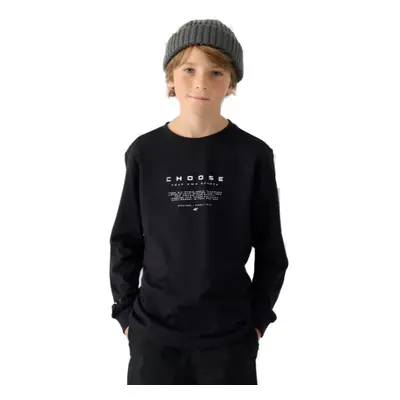 Chlapecké tričko s dlouhým rukávem 4F JUNIOR LONGSLEEVE-JWAW24TLONM294-20S-DEEP BLACK