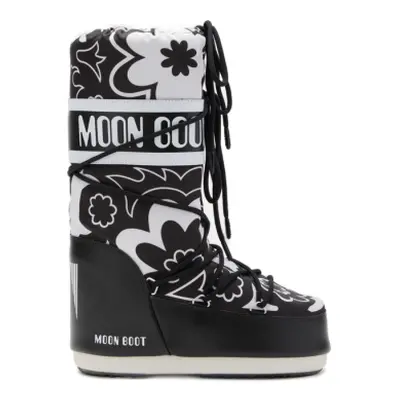 Dámské vysoké zimní boty MOON BOOT MB ICON FLOWER-NA02 BLACK WHITE