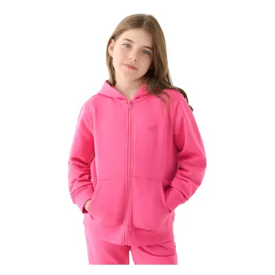 Dívčí mikina se zipem 4F JUNIOR SWEATSHIRT-JWMM00TSWSF1315-55S-HOT PINK