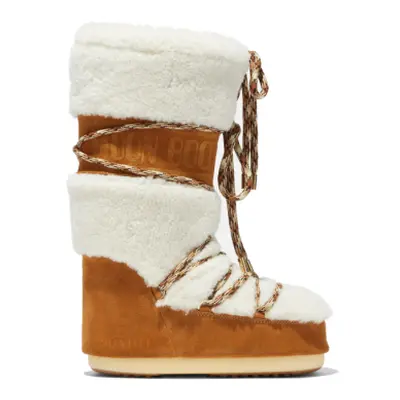 Dámské vysoké zimní boty MOON BOOT MB ICON SHEARLING -MA03 WHISKY OFF WHITE