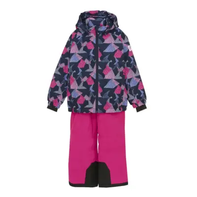 Dívčí set lyžařské bundy s kalhotami COLOR KIDS Ski Set - AOP -741741.5381-Pink Glo