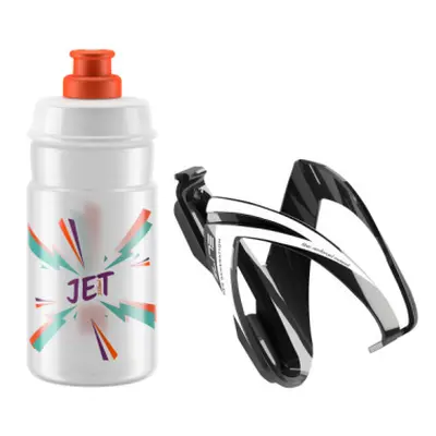 Láhev na kolo ELITE KIT CEO black glossy + bottle JET 350 ml clear orange logo