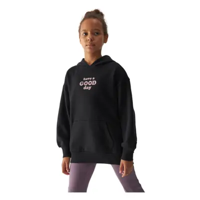 Dívčí mikina s kapucí 4F JUNIOR SWEATSHIRT-JWAW24TSWSF1218-20S-DEEP BLACK