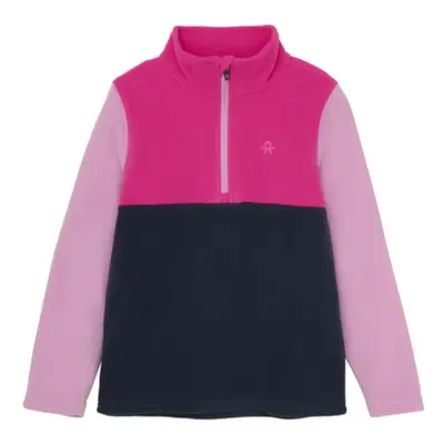 Dívčí lyžařská flísová mikina COLOR KIDS Fleece Pulli - Colorblock-5381-Pink Glo