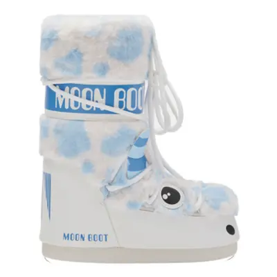 Juniorské vysoké zimní boty MOON BOOT MB ICON YETI FAUX FUR-JR-AF19 WHITE LIGHT BLUE