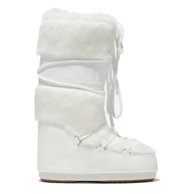 Dámské vysoké zimní boty MOON BOOT MB ICON FAUX FUR -A002 OPTICAL WHITE