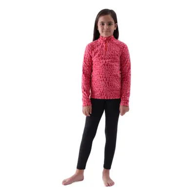 Dívčí lyžařská flísová mikina 4F JUNIOR FLEECE UNDERWEAR-JWAW24UFLEF051-62A RED ALLOVER