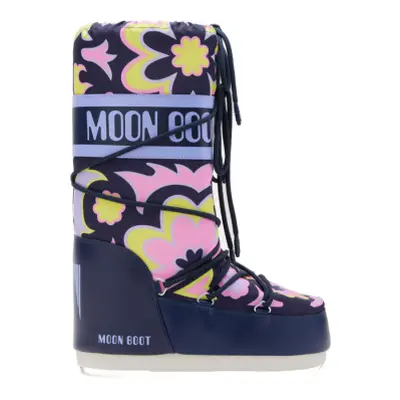 Dámské vysoké zimní boty MOON BOOT MB ICON FLOWER-JB10 LILAC CYBER LIME