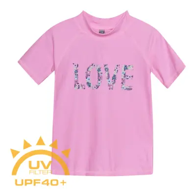 Dívčí tričko na koupání COLOR KIDS T-shirt W. Print, begonia pink