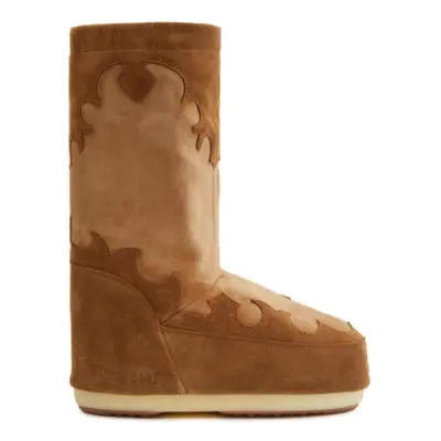 Vysoké zimní boty MOON BOOT RESORT COL. MB ICON SUEDE EMBROIDERY-M008 COGNAC