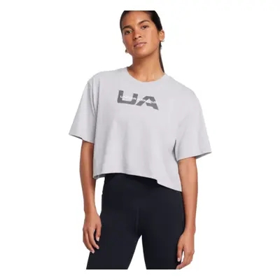 Dámské triko s krátkým rukávem UNDER ARMOUR UA W BOXY CROP BRANDED SS-GRY