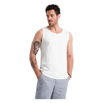 Pánske tričko s krátkym rukávom s v-výstrihom OMBRE Tank top OM-TSBT-0192 V-1 white