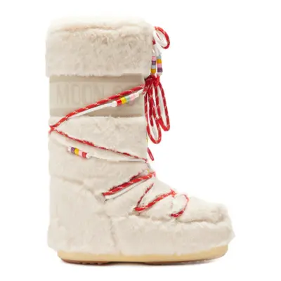 Dámské vysoké zimní boty MOON BOOT MB ICON FAUX FUR BEADS-L002 CREAM