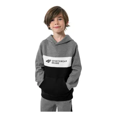 Chlapecká mikina s kapucí 4F JUNIOR BOYS SWEATSHIRT JBLM003-24M-MIDDLE GREY MELANGE