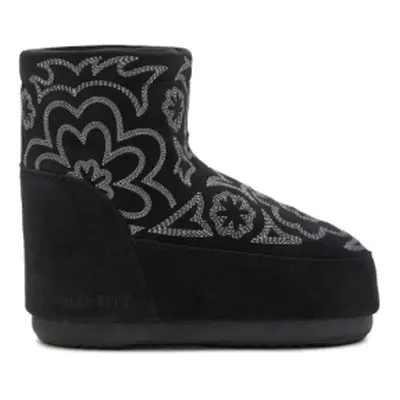 Dámské nízké zimní boty MOON BOOT MB ICON LOW NOLACE EMBROIDEREDSUEDE-NH17 BLACK GREY