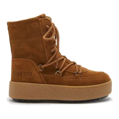 Dívčí vysoké zimní boty MOON BOOT JTRACK LACE SUEDE, 001 cognac