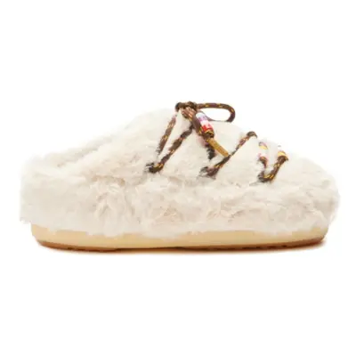 Dámské vysoké zimní boty MOON BOOT MB MULE FAUX FUR BEADS-001 CREAM