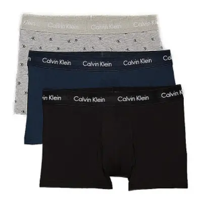 Pánské boxerky CALVIN KLEIN 3 PACK-LOW RISE TRUNK-BLK, DIAMOND LOGO_GR HEATH, N STONE