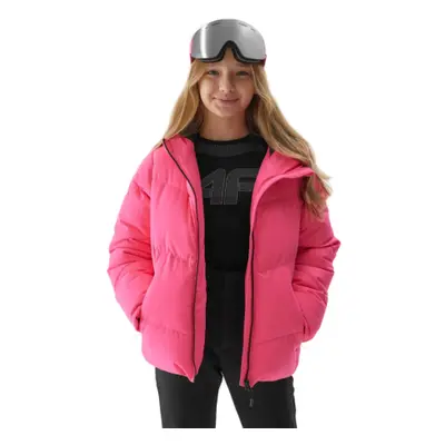 Dívčí lyžařská bunda 4F JUNIOR TECHNICAL JACKET-JAW23TTJAF293-55N-HOT PINK NEON