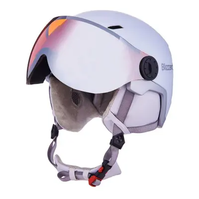 Dámská lyžařská helma se štítem BLIZZARD W2W Double Visor ski helmet, white matt, orange lens, m