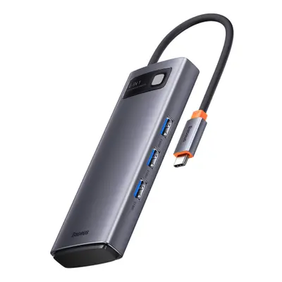 Baseus Metal Gleam USB-C HUB adaptér 3x USB 3.2 / PD / SD / TF, šedý (WKWG030213)