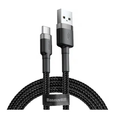 Baseus Cafule kabel USB / USB C QC 3.0 3A 1m, černý/šedý (CATKLF-BG1)