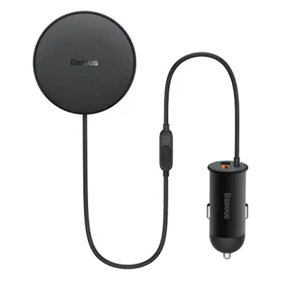 Baseus CW01 autonabíječka 25W + MagSafe držák s bezdrátovou nabíječkou 15W, černá (CW01)