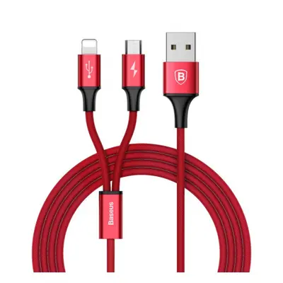 Baseus Rapid 2in1 kabel USB - Lightning / Micro USB 3A 1.2m, červený (CAML-SU09)