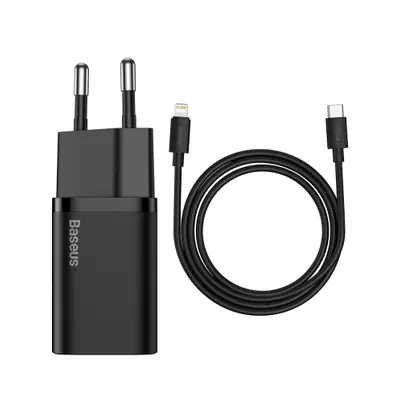 Baseus Super Si Quick nabíječka 1C 20W PD + USB-C / Lightning kabel, černá (TZCCSUP- B01)